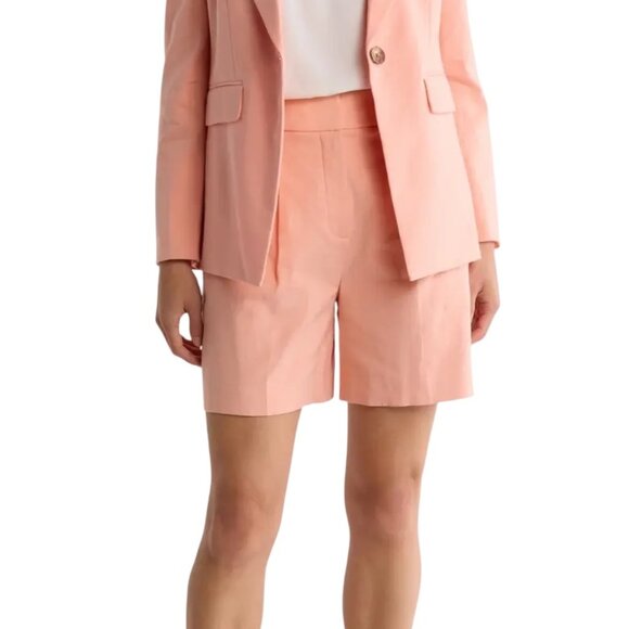 Veronica Beard Noemi High Waist Linen Blend Shorts in Coral - Picture 1 of 3
